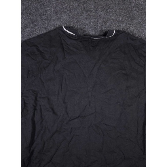 Badge Shirt Mens Small S Stretch Black Regular Short Sleeve V Neck Y2K NWT - Picture 9 of 11